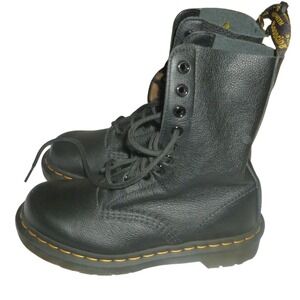 NEW Dr. Martens 1490 Pascal Virginia Black Leather 10-Eye Lace Up Boots Womens 5